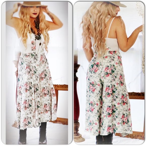 Hippie vintage floral jumper 80s culottes festival - Picture 2 of 8